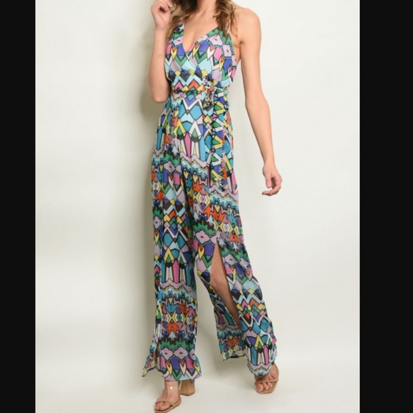 SummerChance Pants - McCartney Maxi Romper Sleeveless Sheer Wide Leg